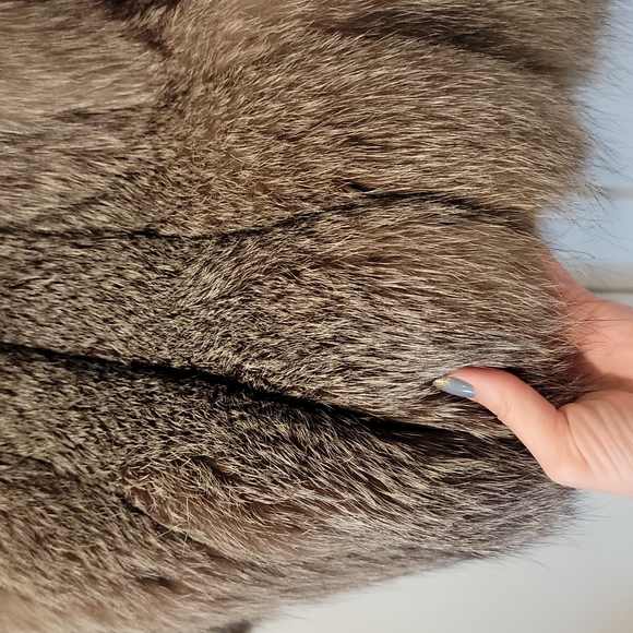 Authentic Vintage Fox Fur Jacker Coat Medium Dual Color Brown White - Picture 10 of 16
